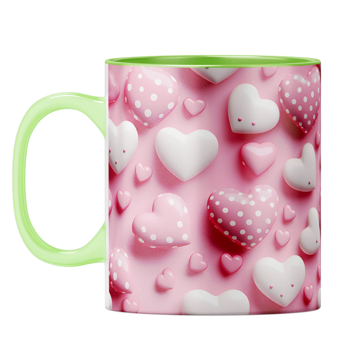 YuBingo Pink Hearts Harmony Coffee Mug Light Green