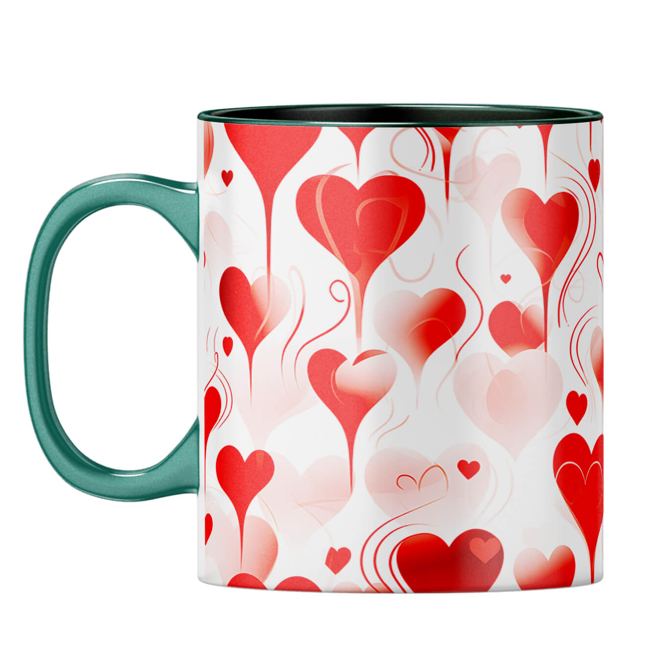 YuBingo Subtle Hearts Affair Coffee Mug Dark Green