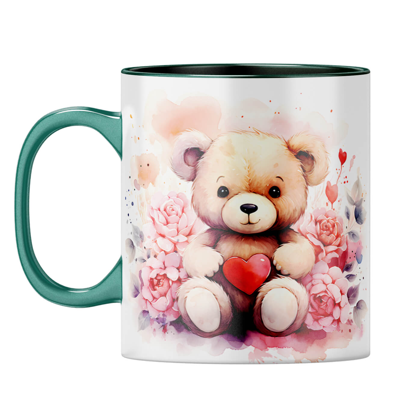 YuBingo Teddy Heart Serenade Coffee Mug Dark Green