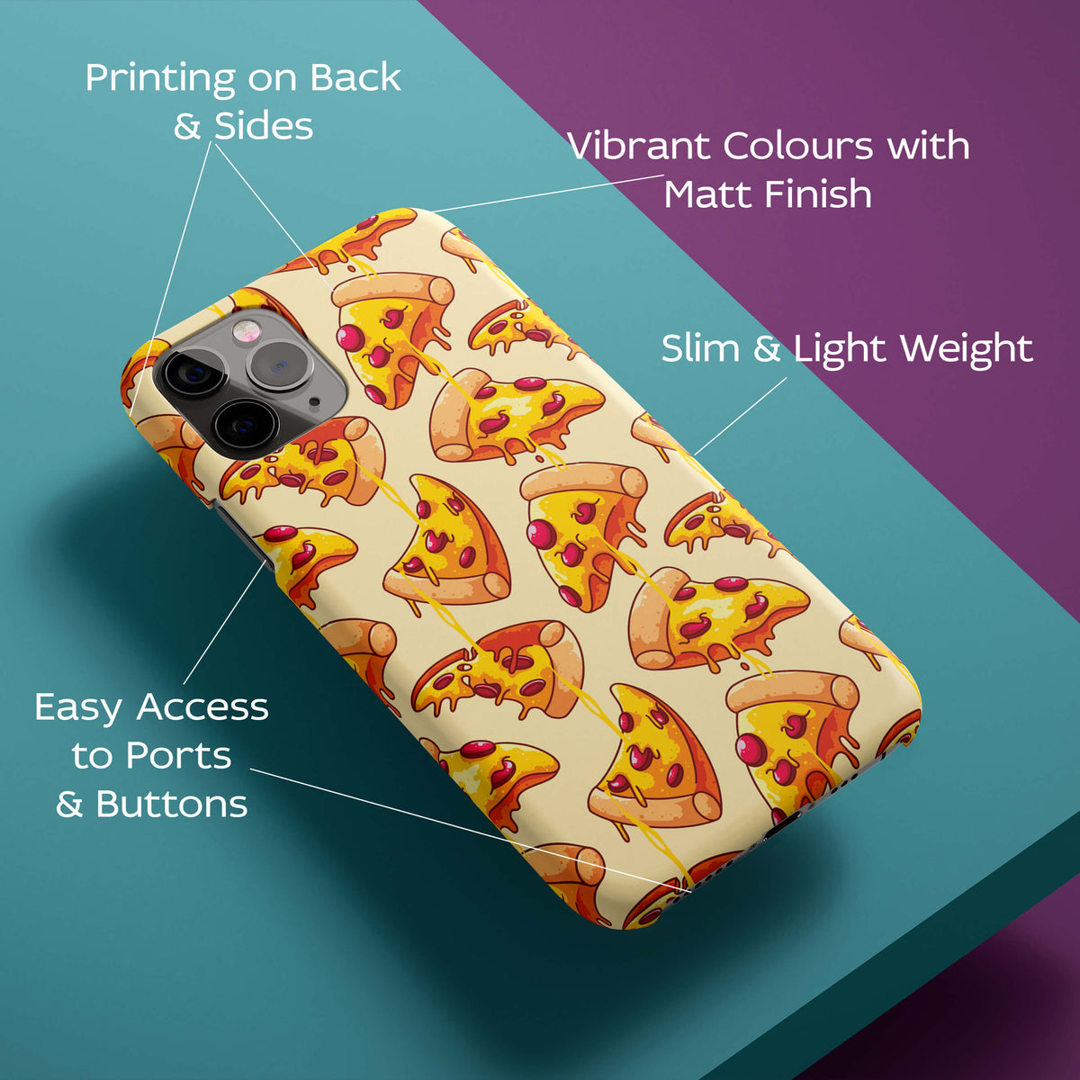 Yummy Pizza Pattern Back Cover for HardPlasticIK0018Hard Plastic-Image 2