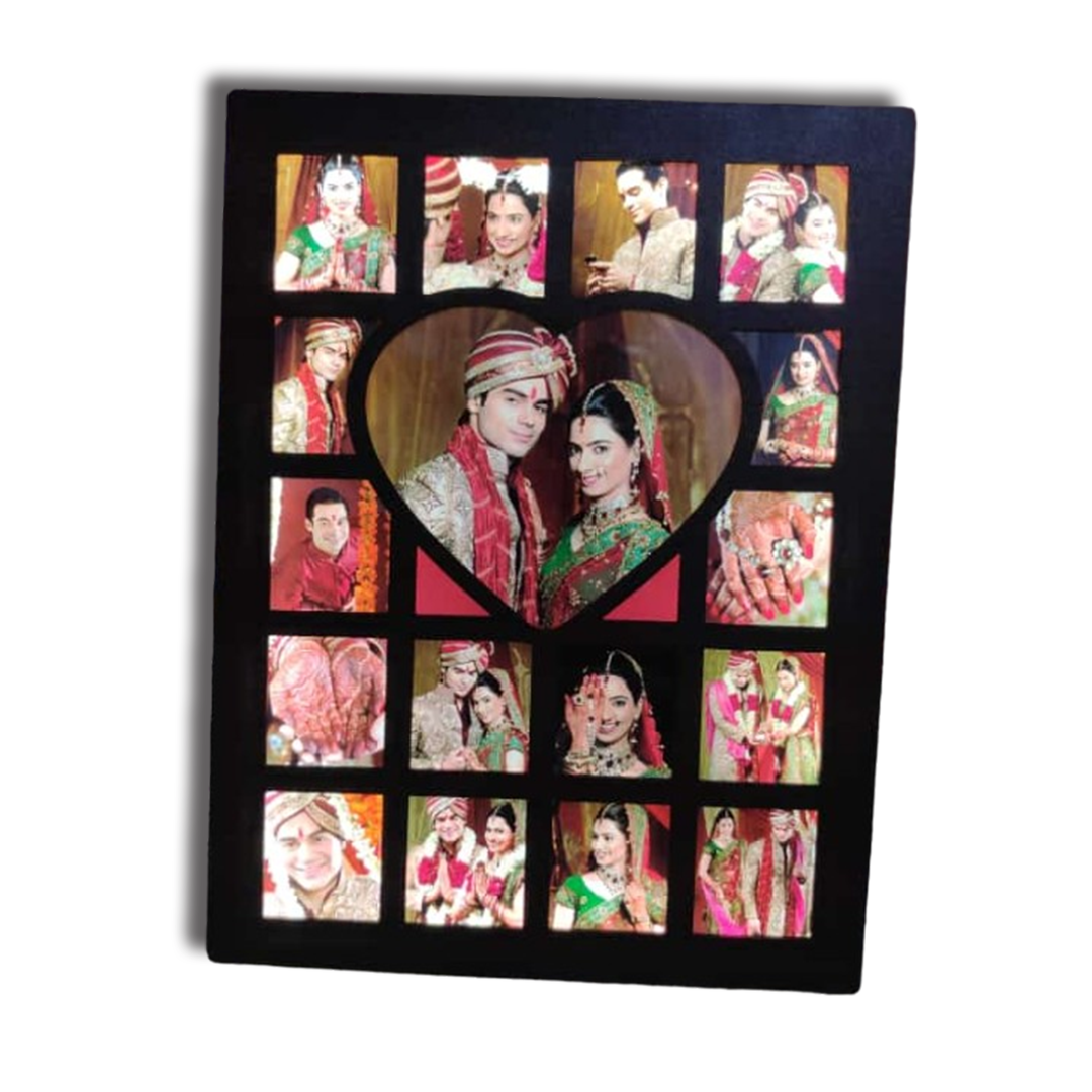 LED Collage Frame (Centre Heart with Squares)