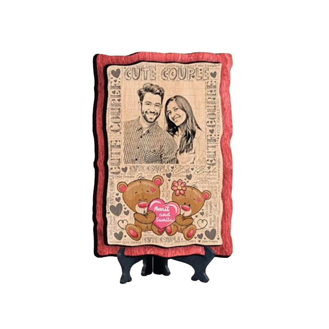 Wooden Plaque Photo Frame - MDF Wood, 6x8 Inches