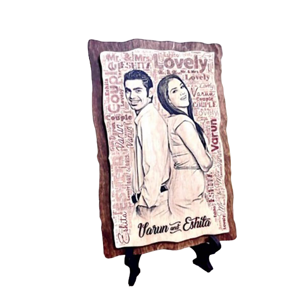 Wooden Plaque Photo Frame - MDF Wood, 6x8 Inches