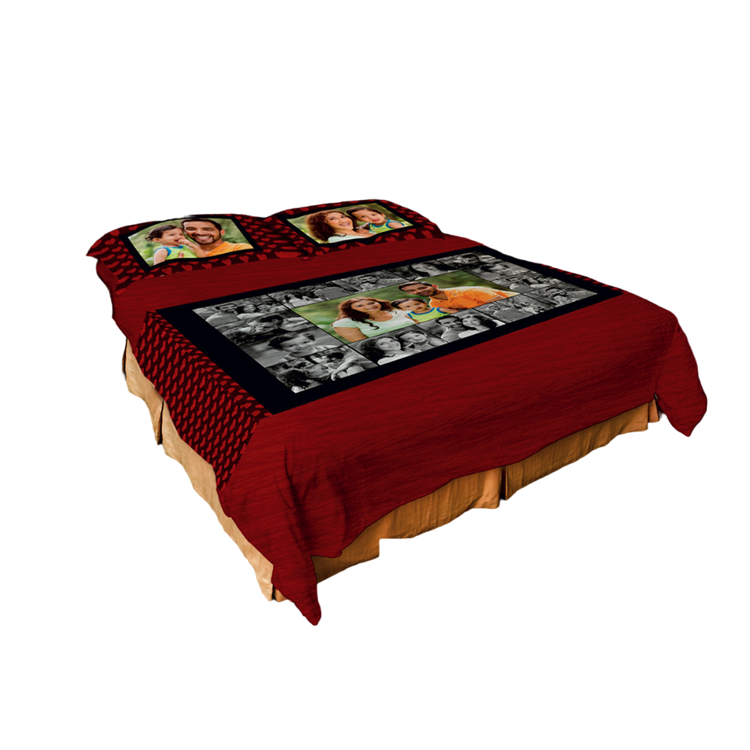 Image Printed Crushed Satin Bed Sheet with 2 Printed Pillow Covers