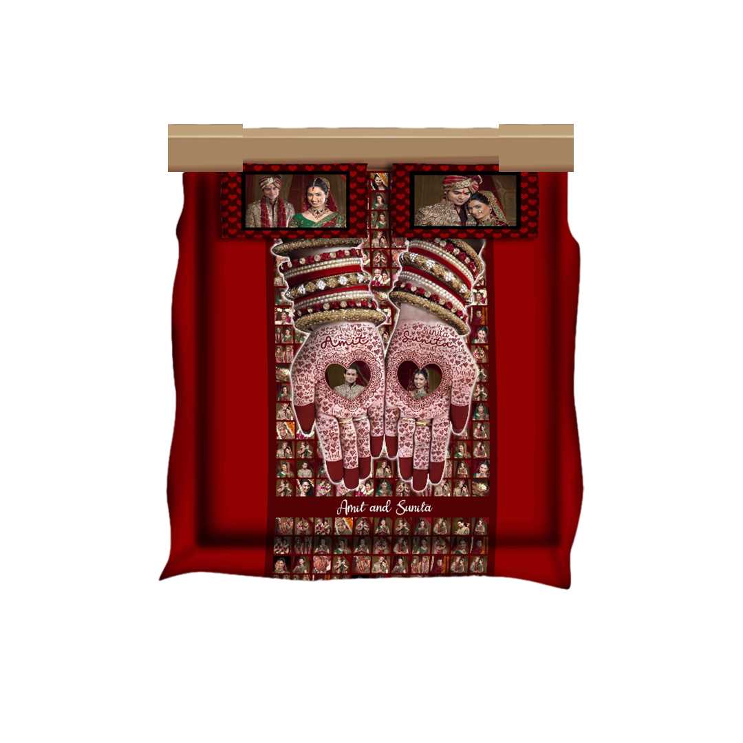 Mehndi on Hand Printed Bed Sheet with 2 Printed Pillow Covers, Bed Sheet