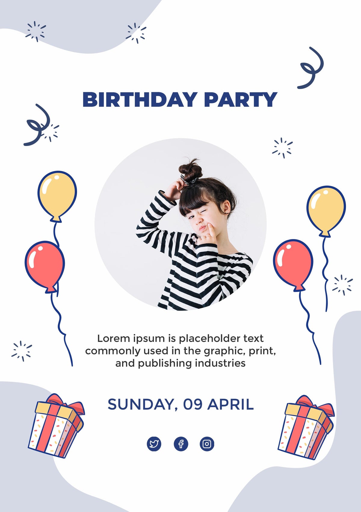 White Customised Birthday Invitation Card