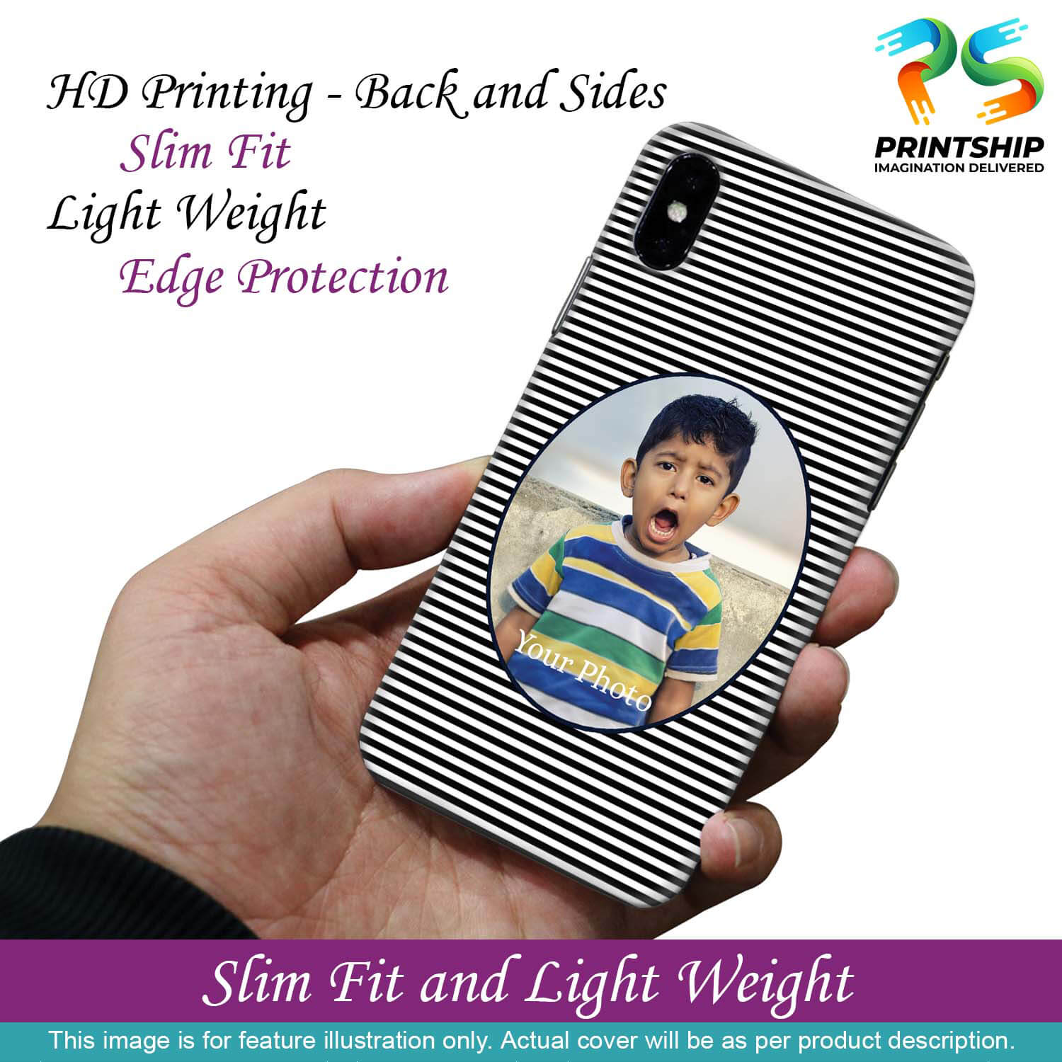A0509-Stripes and Photo Back Cover for Vivo V15 Pro