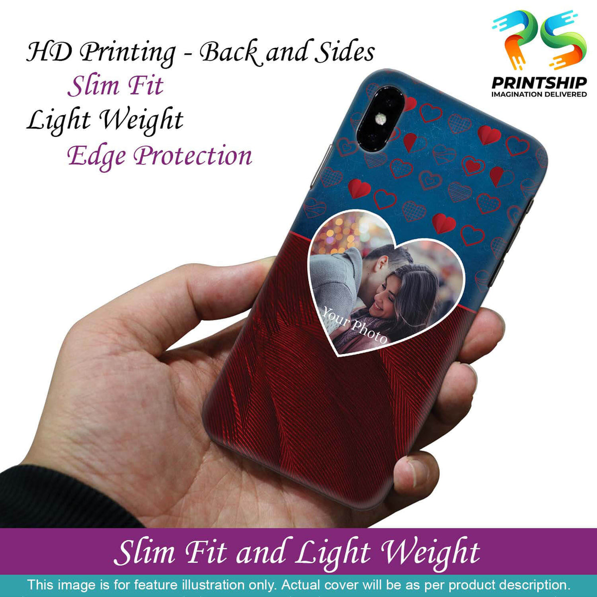 A0517-Blue Hearts Photo Back Cover for Vivo V19-Image2