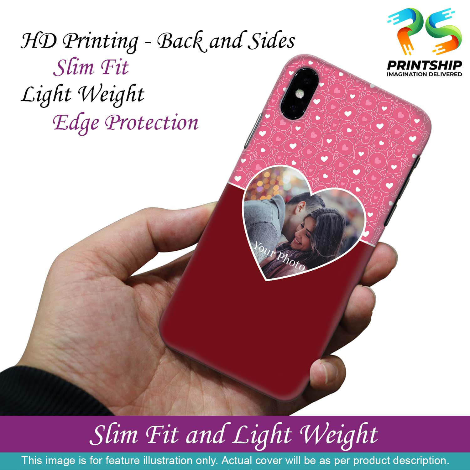 A0518-Pink Hearts Photo Back Cover for Vivo V11 Pro
