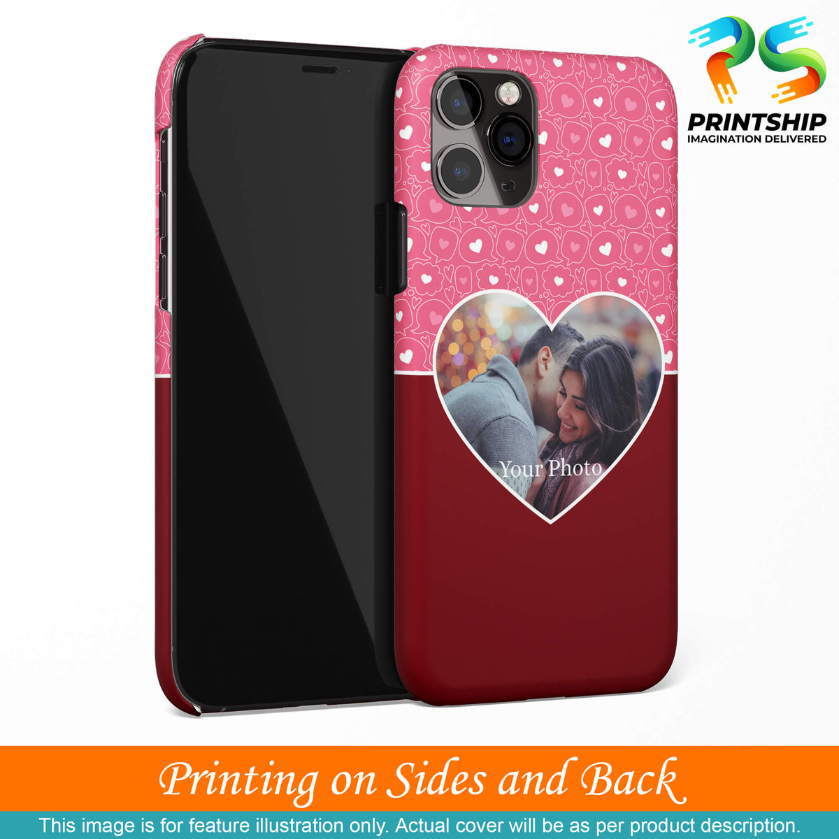 A0518-Pink Hearts Photo Back Cover for Motorola Moto E6s-Image3
