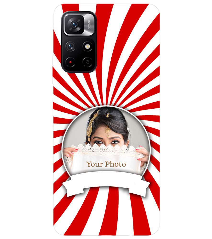 A0527-Red and White Frame Back Cover for Xiaomi Redmi Note 11T 5G