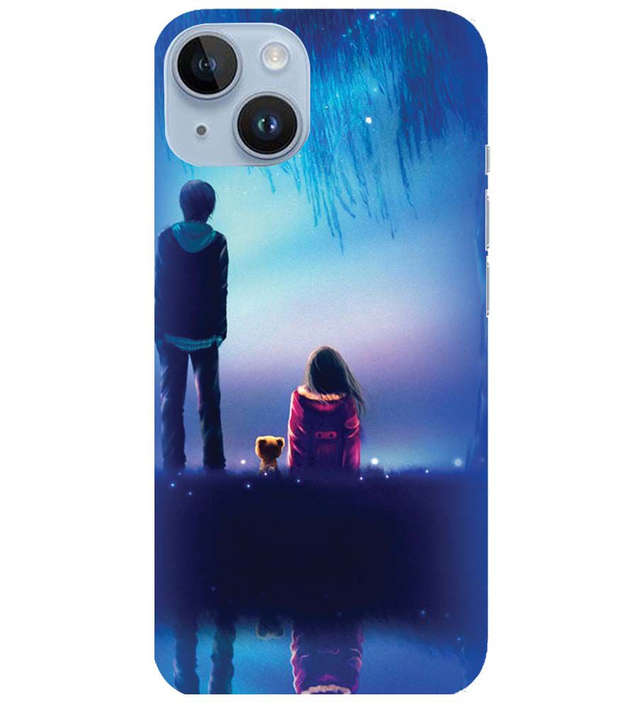 BT0106-A Girl And Boy With Blue Night Background Back Cover for Apple iPhone 14