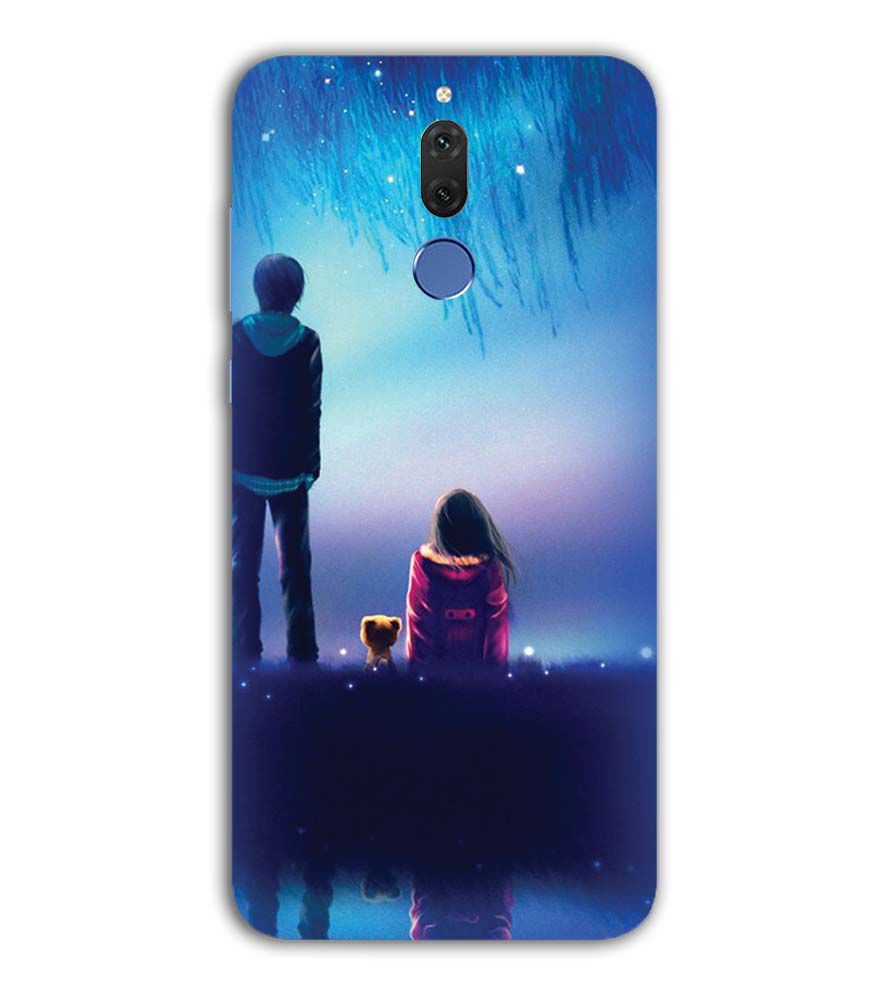 BT0106-A Girl And Boy With Blue Night Background Back Cover for Huawei Nova 2i