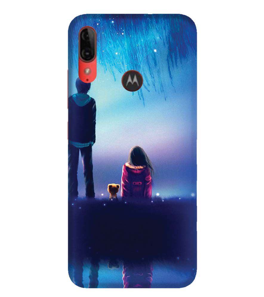 BT0106-A Girl And Boy With Blue Night Background Back Cover for Motorola Moto E6s