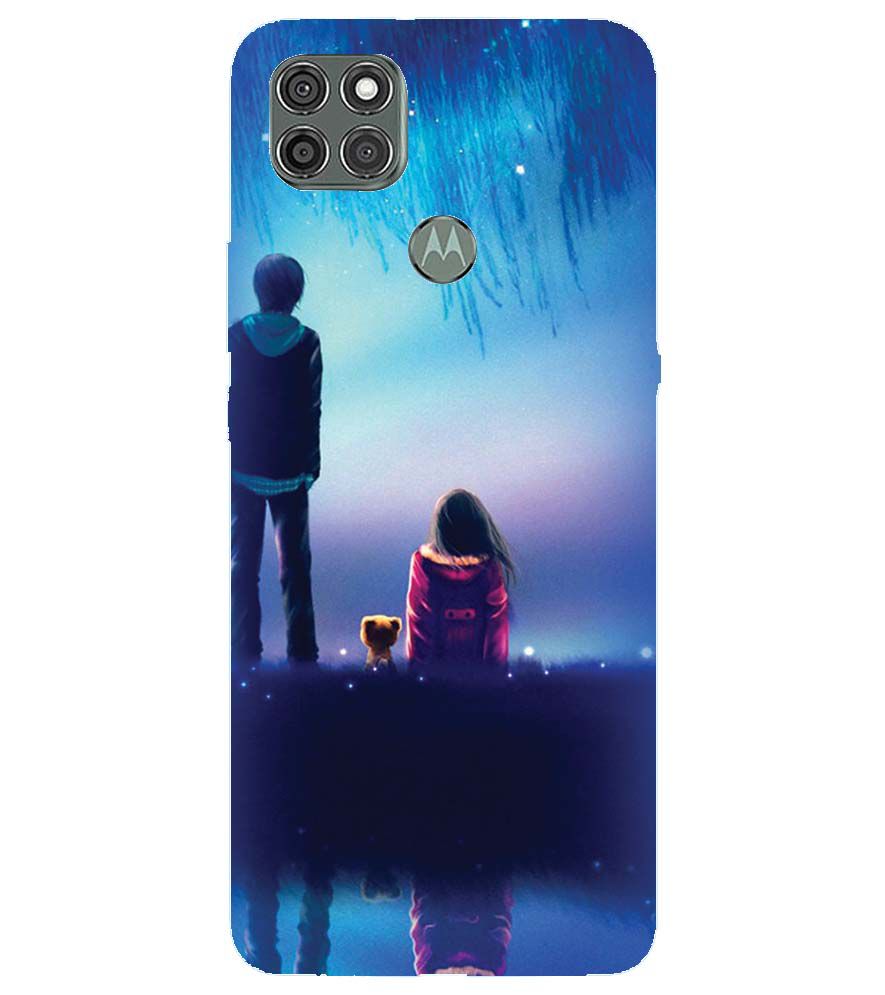 BT0106-A Girl And Boy With Blue Night Background Back Cover for Motorola Moto G9 Power