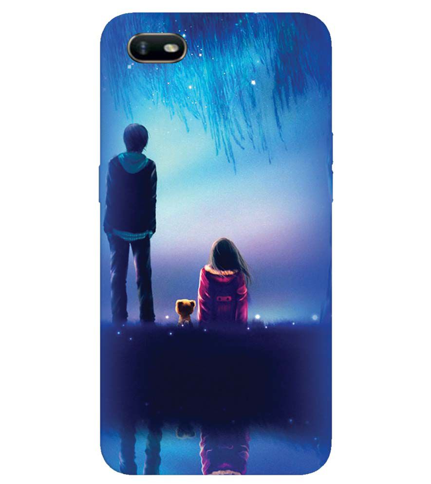 BT0106-A Girl And Boy With Blue Night Background Back Cover for Oppo A1k