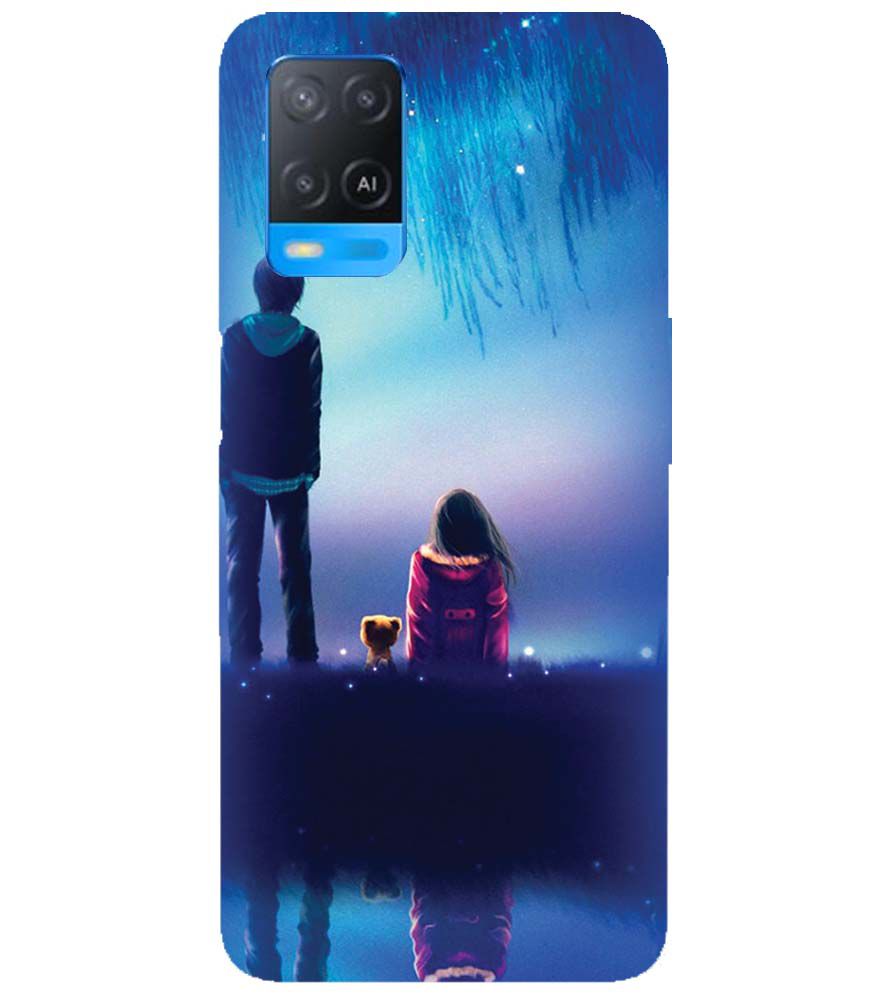 BT0106-A Girl And Boy With Blue Night Background Back Cover for Oppo A54