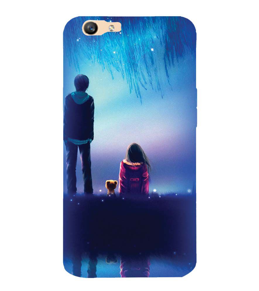 BT0106-A Girl And Boy With Blue Night Background Back Cover for Oppo F1s : A59