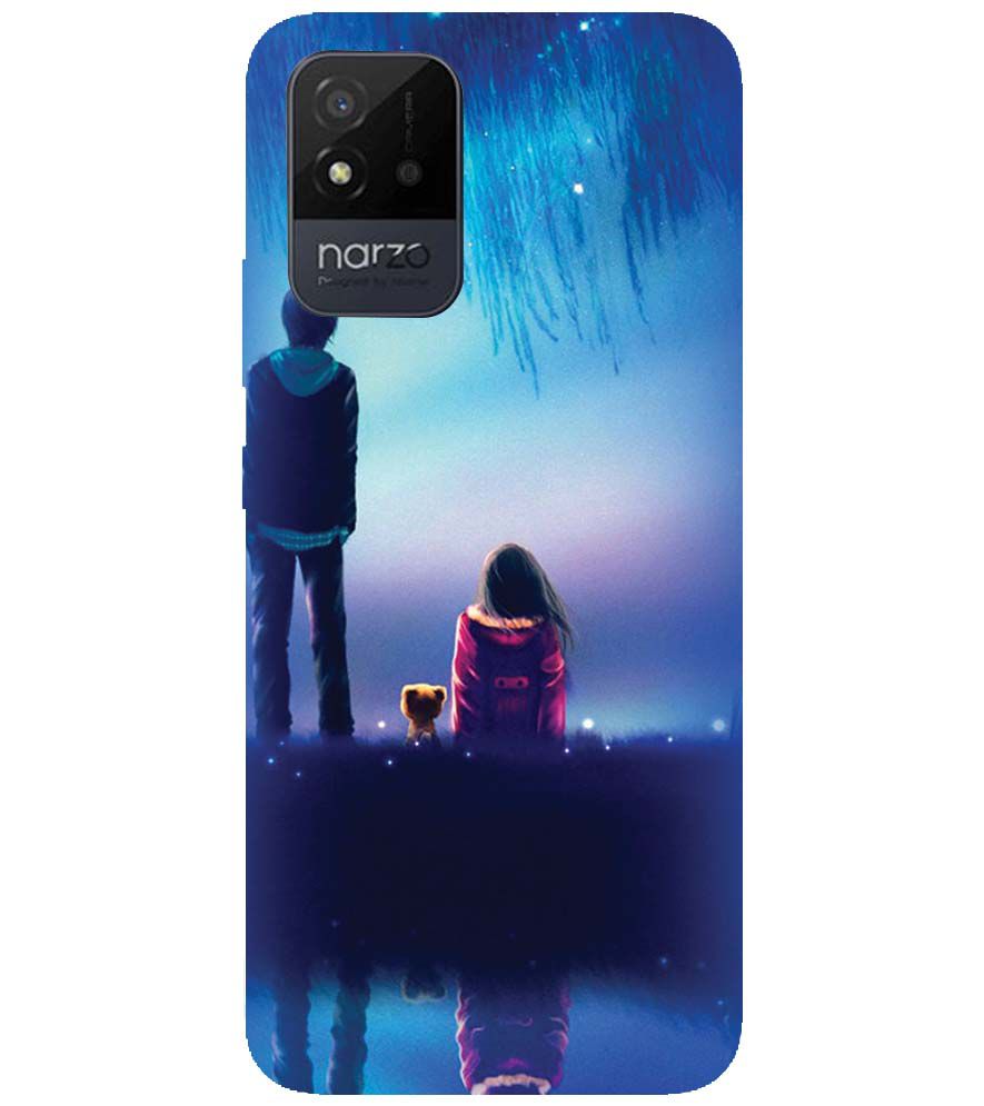BT0106-A Girl And Boy With Blue Night Background Back Cover for Realme Narzo 50i