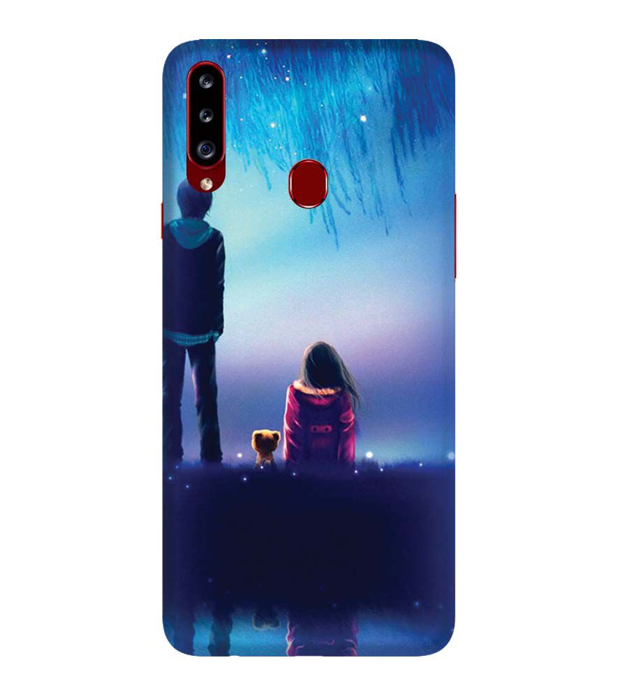 BT0106-A Girl And Boy With Blue Night Background Back Cover for Samsung Galaxy A20s