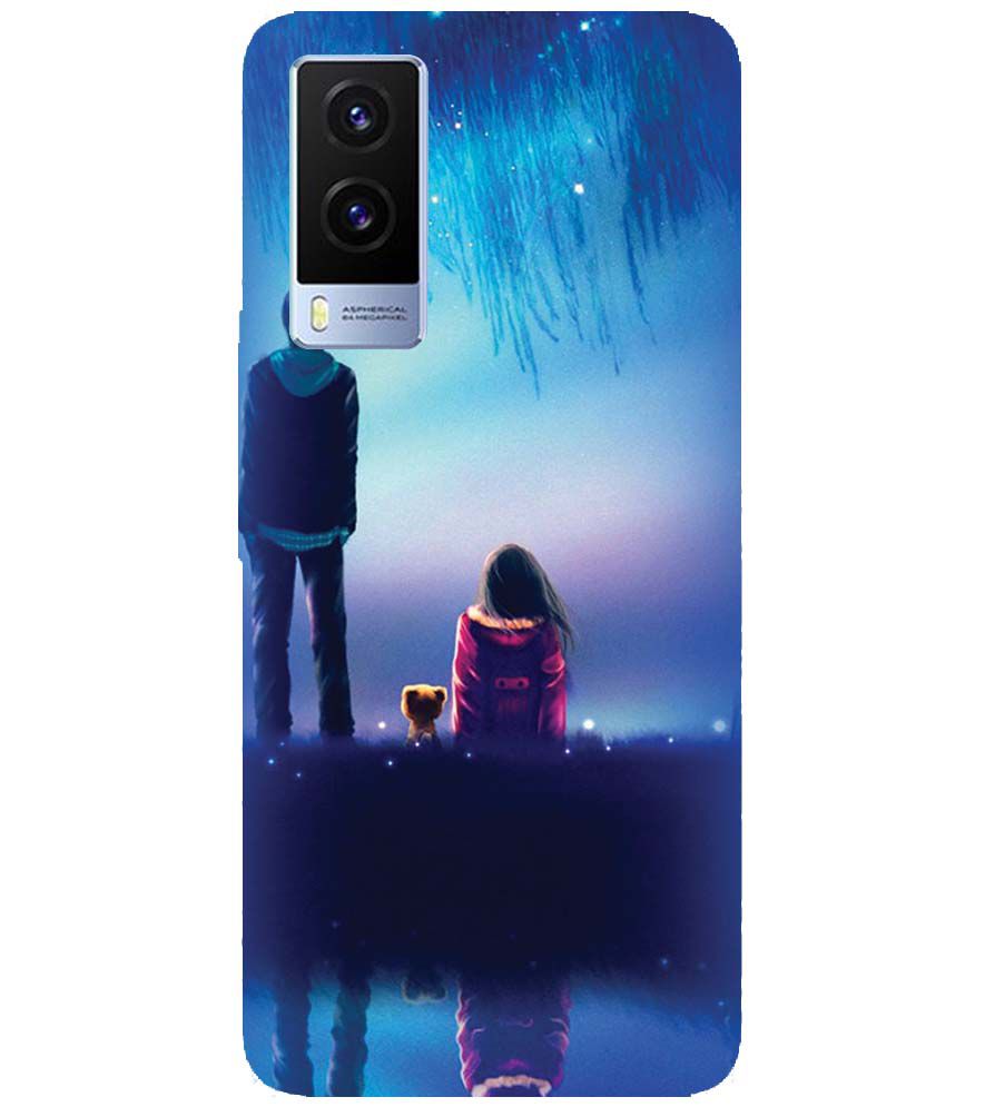 BT0106-A Girl And Boy With Blue Night Background Back Cover for Vivo V21e 5G