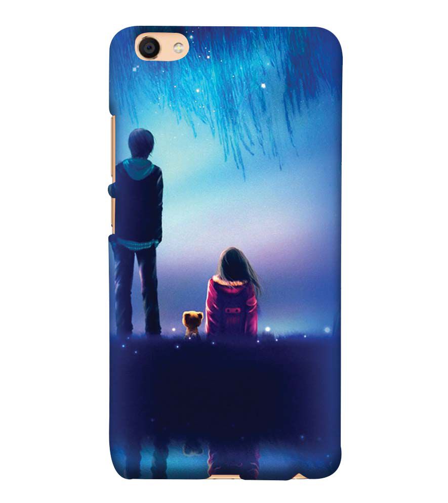 BT0106-A Girl And Boy With Blue Night Background Back Cover for vivo Y55s