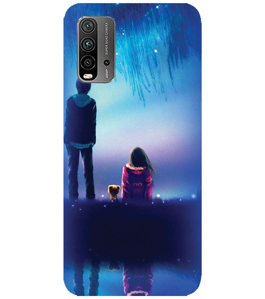 BT0106-A Girl And Boy With Blue Night Background Back Cover for Xiaomi Redmi 9 Power