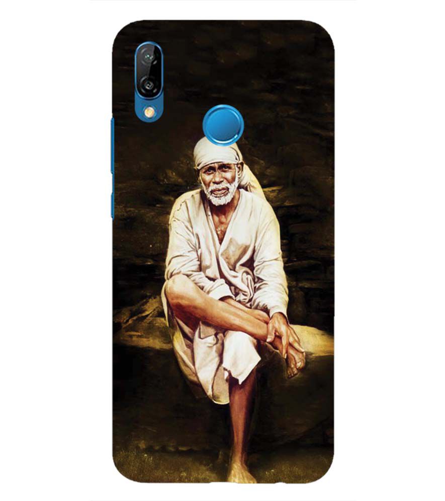 D1542-Sai Baba Sitting On Stone Back Cover for Huawei P20 Lite