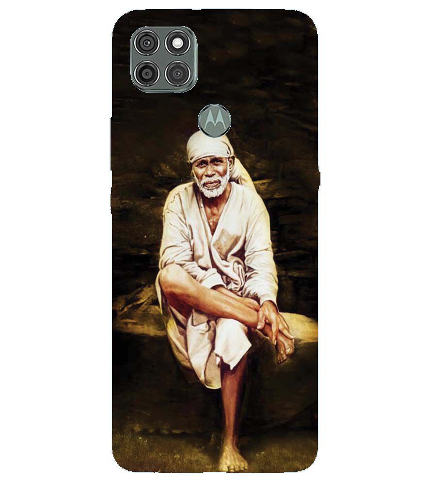 D1542-Sai Baba Sitting On Stone Back Cover for Motorola Moto G9 Power