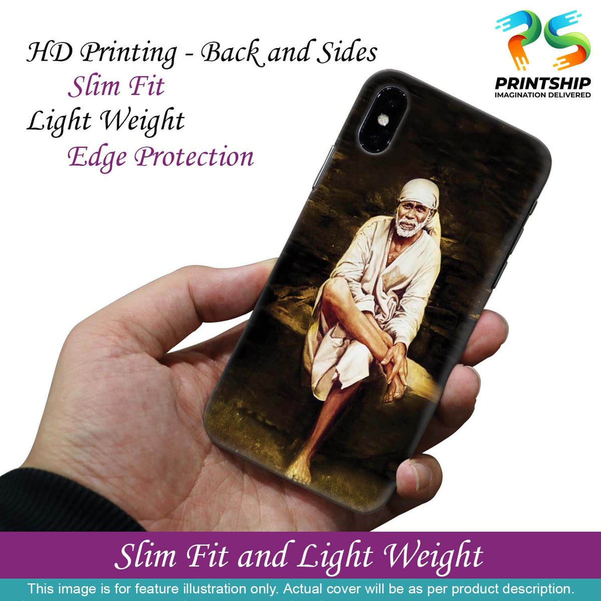D1542-Sai Baba Sitting On Stone Back Cover for Oppo A72-Image2