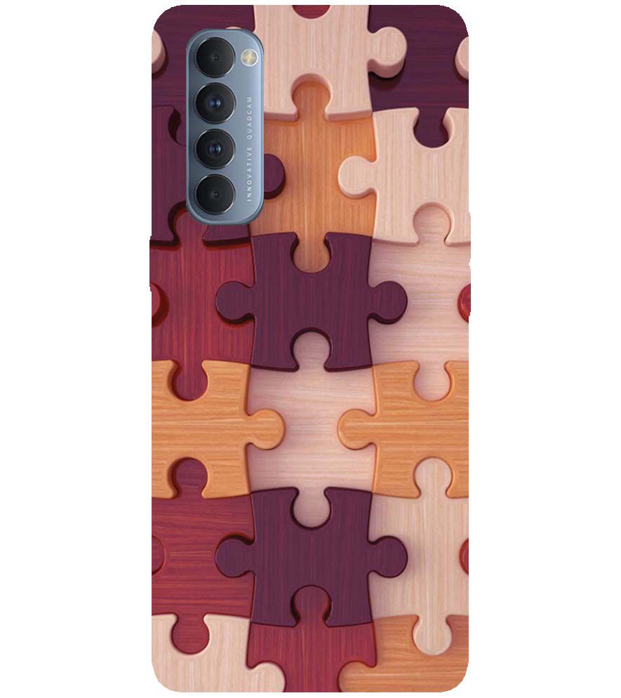 D2046-Wooden Jigsaw Back Cover for Oppo Reno4 Pro