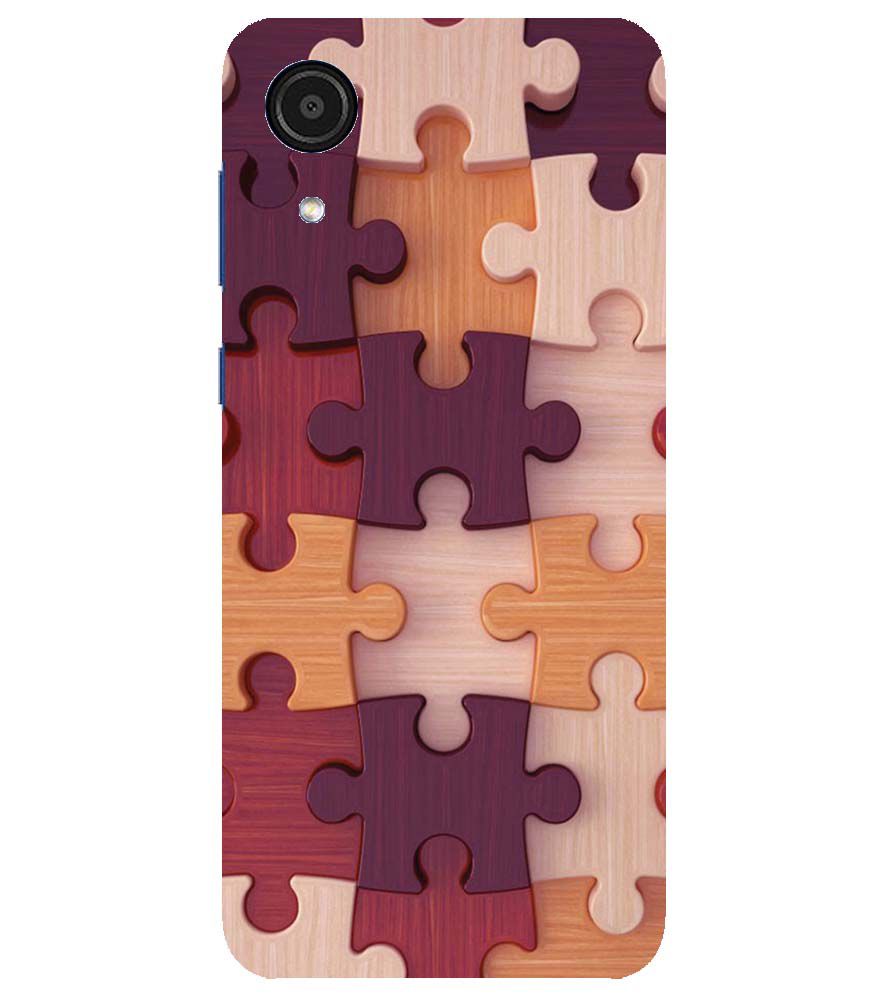 D2046-Wooden Jigsaw Back Cover for Samsung Galaxy A03 Core