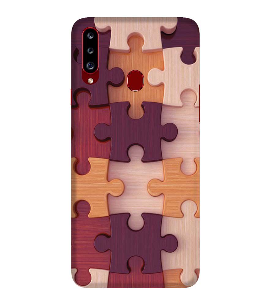 D2046-Wooden Jigsaw Back Cover for Samsung Galaxy A20s
