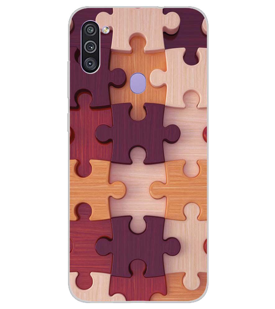 D2046-Wooden Jigsaw Back Cover for Samsung Galaxy M11
