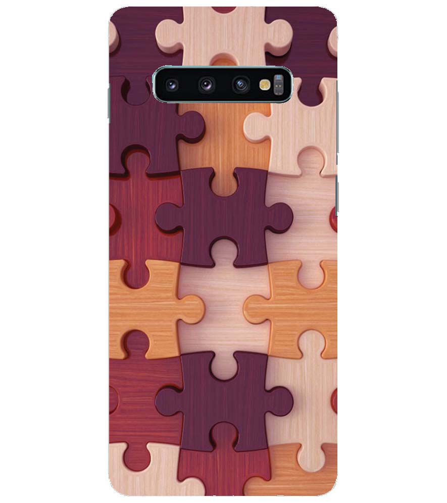 D2046-Wooden Jigsaw Back Cover for Samsung Galaxy S10+ (Plus with 6.4 Inch Screen)