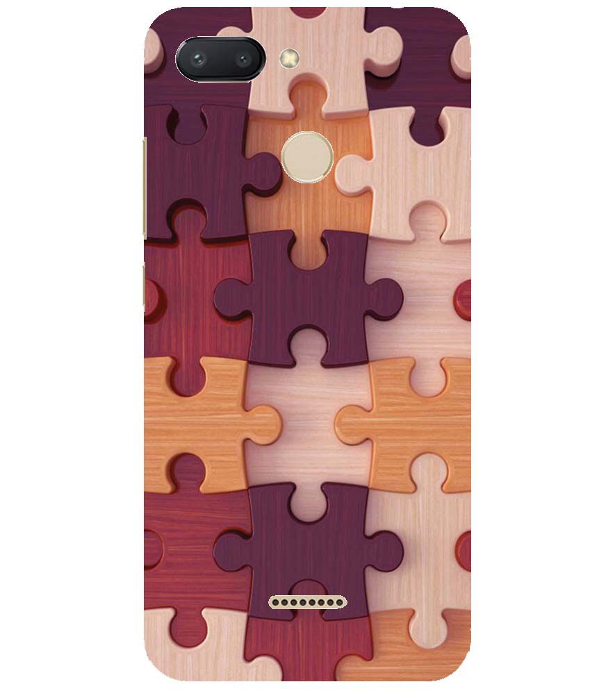 D2046-Wooden Jigsaw Back Cover for Xiaomi Redmi 6