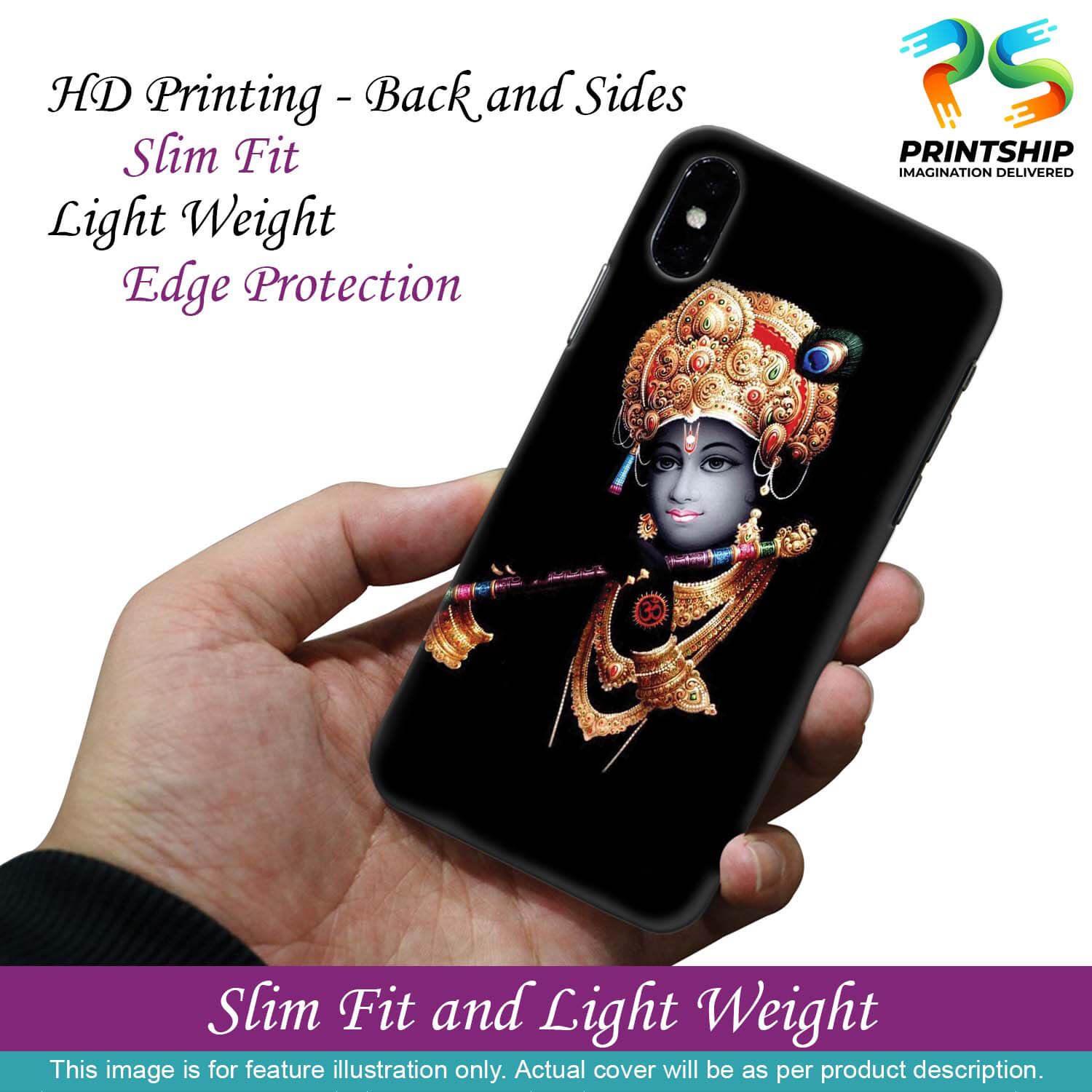 G0186-Lord Krishna Back Cover for Oppo F17 Pro-Image2