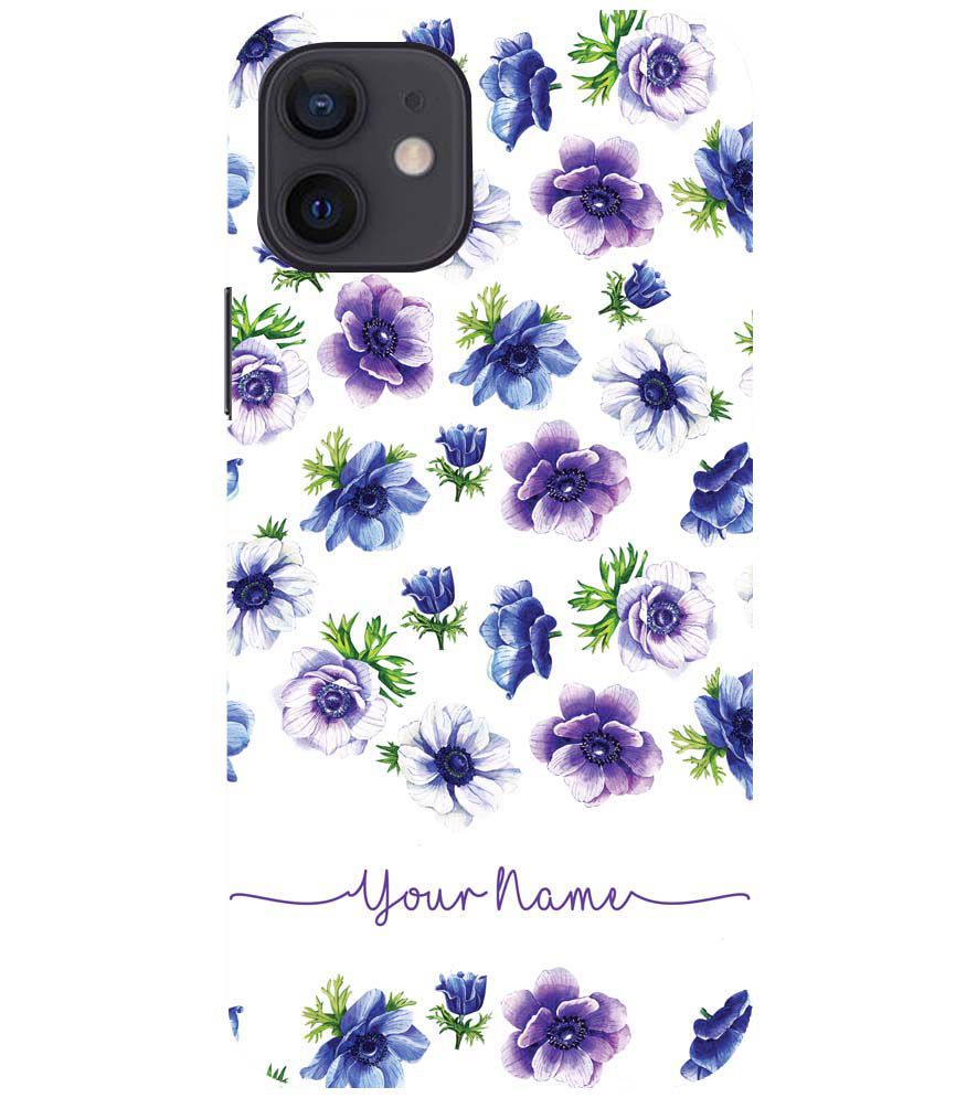 IK5005-Purple Flowers with Name Back Cover for Apple iPhone 12