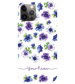 IK5005-Purple Flowers with Name Back Cover for Apple iPhone 12 Pro