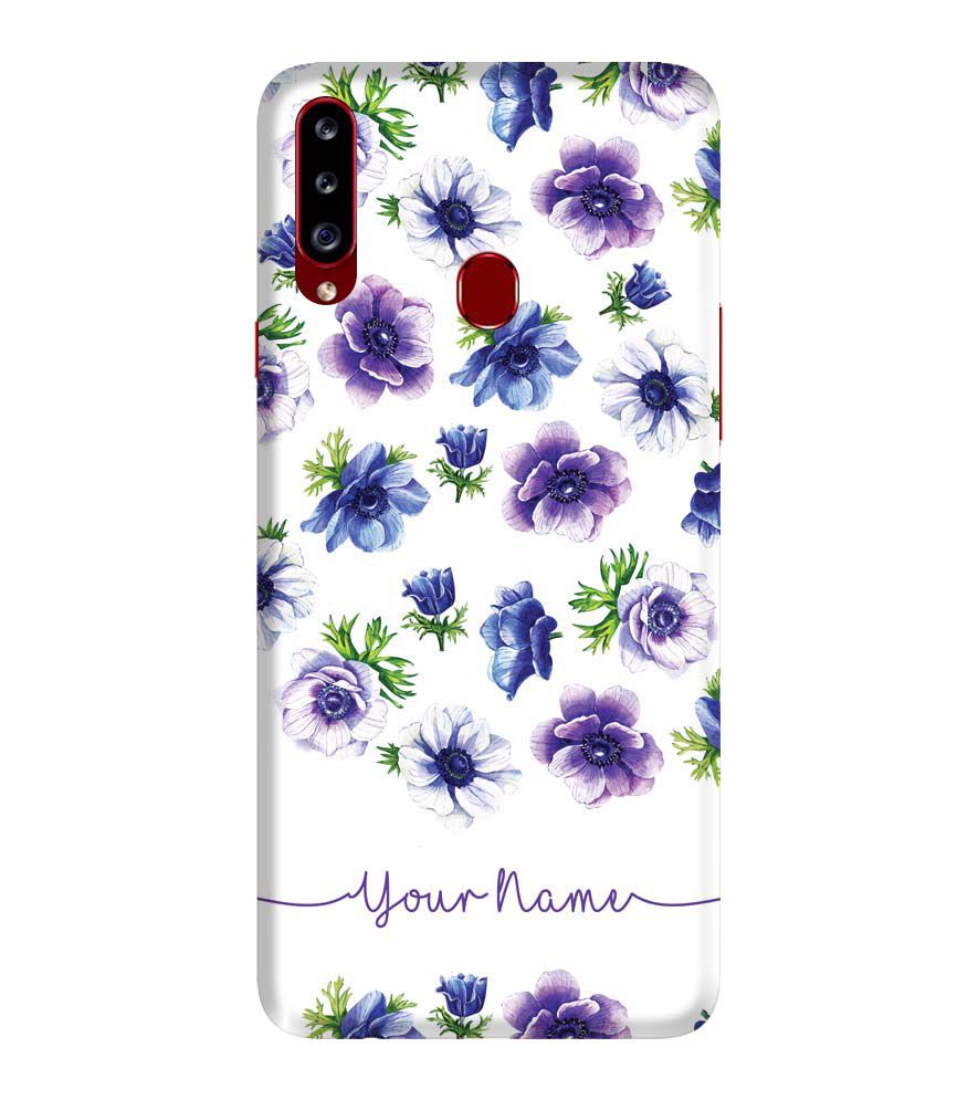 IK5005-Purple Flowers with Name Back Cover for Samsung Galaxy A20s