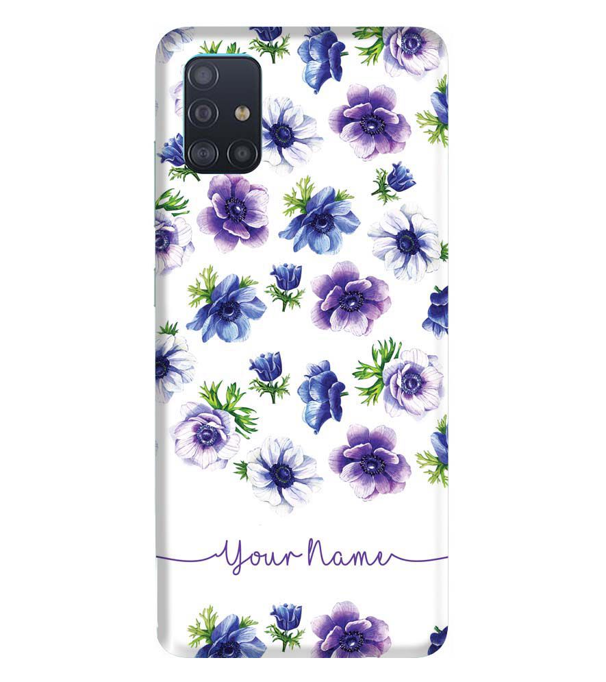IK5005-Purple Flowers with Name Back Cover for Samsung Galaxy A51