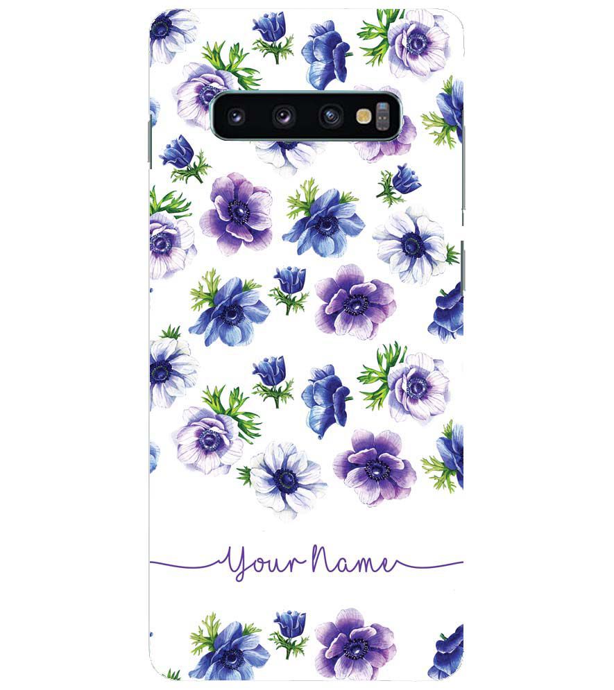 IK5005-Purple Flowers with Name Back Cover for Samsung Galaxy S10+ (Plus with 6.4 Inch Screen)