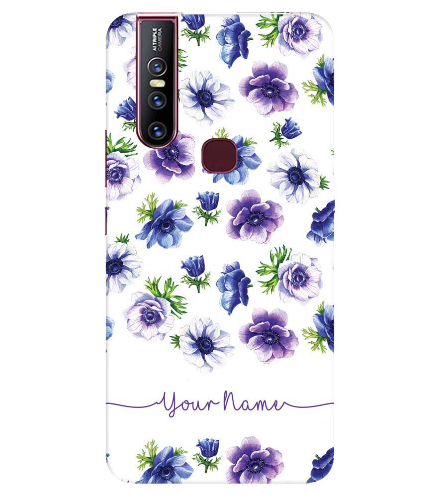 IK5005-Purple Flowers with Name Back Cover for Vivo V15