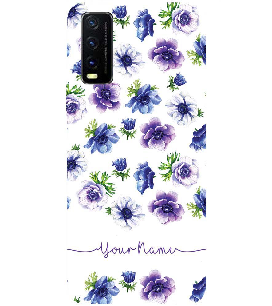 IK5005-Purple Flowers with Name Back Cover for vivo Y20s