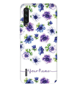 IK5005-Purple Flowers with Name Back Cover for Xiaomi Mi A3
