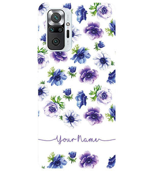 IK5005-Purple Flowers with Name Back Cover for Xiaomi Redmi Note 10 Pro