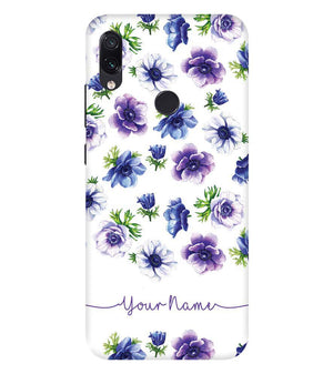 IK5005-Purple Flowers with Name Back Cover for Xiaomi Redmi Note 7 Pro