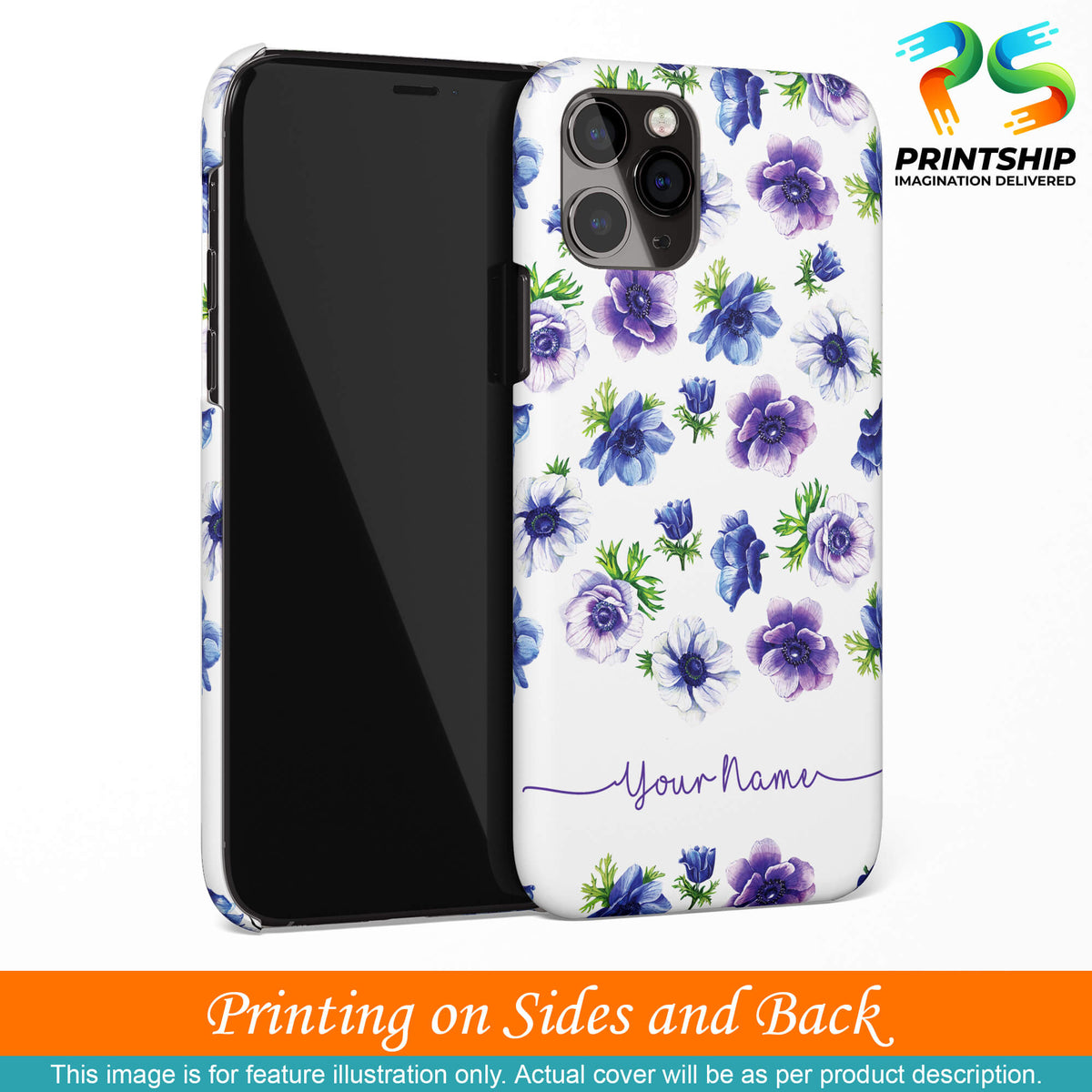 IK5005-Purple Flowers with Name Back Cover for Realme X7 Max 5G-Image3