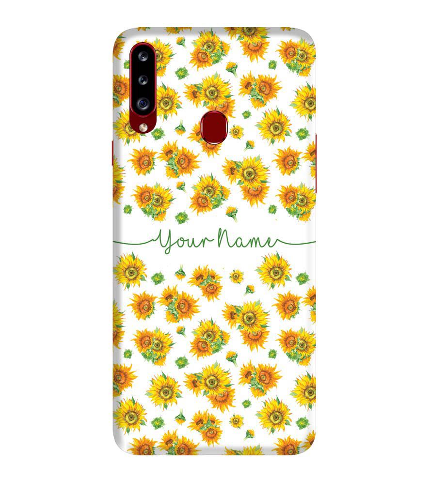IK5006-Yellow Flowers with Name Back Cover for Samsung Galaxy A20s