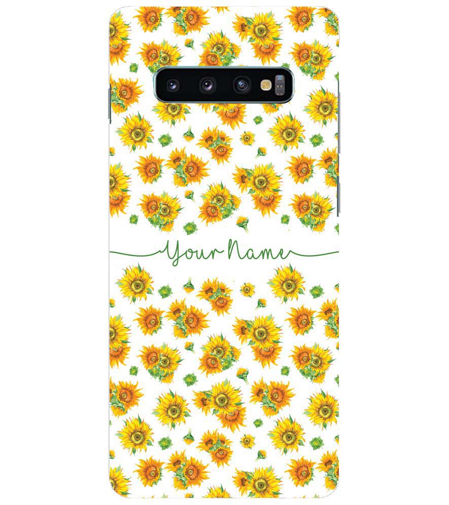 IK5006-Yellow Flowers with Name Back Cover for Samsung Galaxy S10+ (Plus with 6.4 Inch Screen)